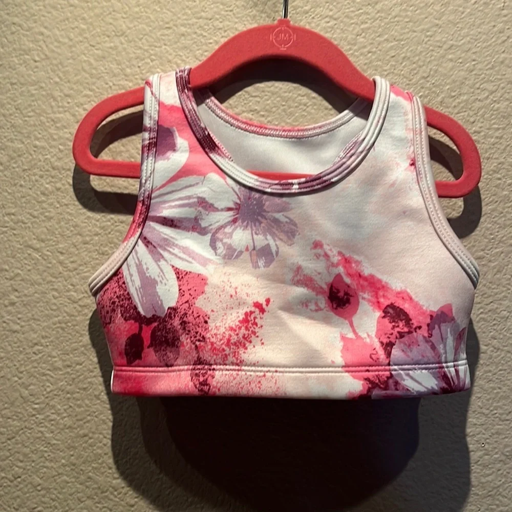Justice Girl’s Pink Floral Sports Bra Top Size Small 7/8
